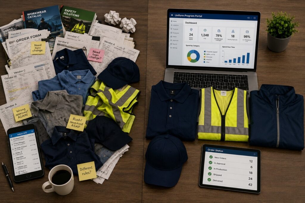 Fragmented uniform purchasing compared with a centralized managed uniform program